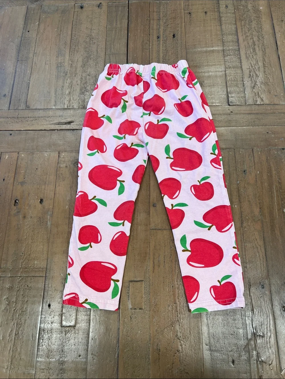 Cecil and Lou pink apple print ruffled two piece top and pants set 3T